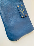 Kate Spade Leather Pebble Grain Blue Wristlet