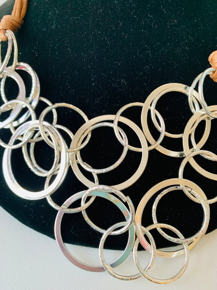 Ring Silver Tone Statement Necklace