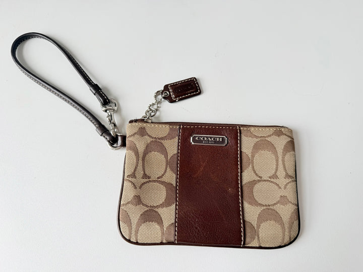 Coach Signature Small Brown Wristlet