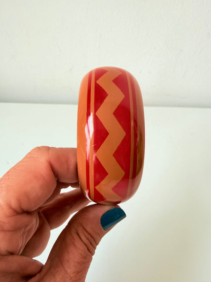 Vintage Chunky Painted Wodden Zig Zag Bangle