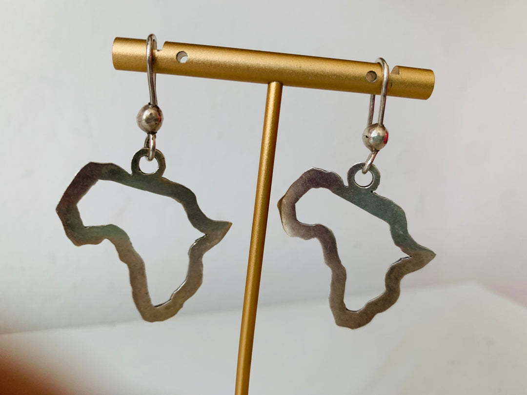Sterling Silver Africa Pierced Earrings