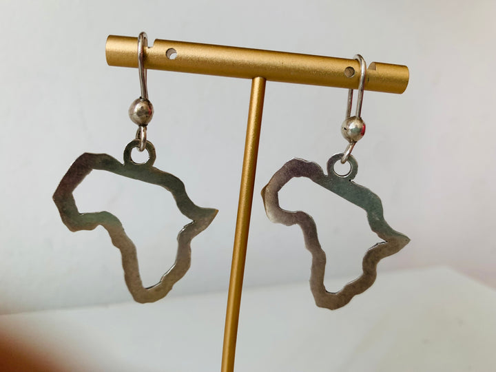 Sterling Silver Africa Pierced Earrings