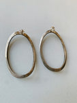 Sterling Funky Oval Hoop Post Back Earrings