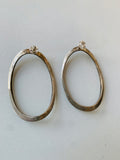 Sterling Funky Oval Hoop Post Back Earrings