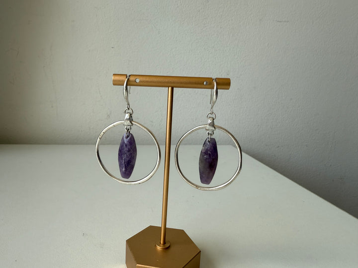 Silver and Amethyst Pierced Earrings