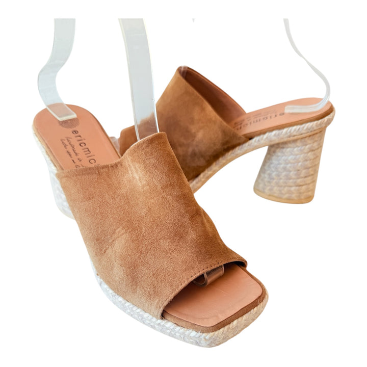 Eric Michael Brown Suede Jute Mules Size 38