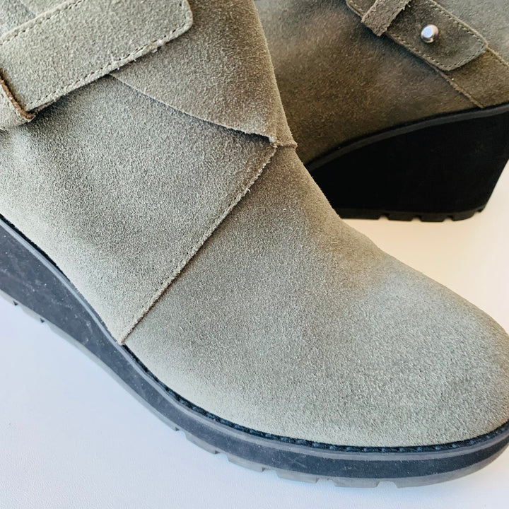 Eileen Fisher Grey Suede Tinker Wedge Bootie Size 9.5
