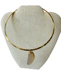 Gold Tone Collar Druzy Pendent Necklace