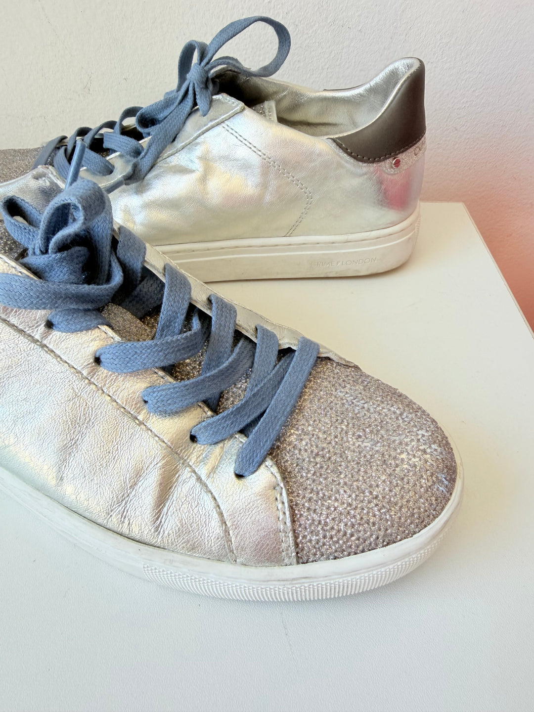 Crime London Silver Mettalic Sneakers Size 38