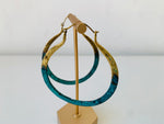 Anthropologie Dipped Patina Gold Pierced Hoop Earrings