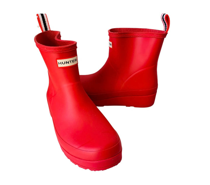 Hunter Red Rubber Ankle Boots Size 9