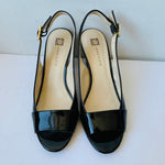 Anne Klein Akulema Black Patent Leather Peep Toe Slingback Heels Size 8.5