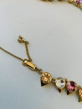 Givenchy Purple/Pink Multicolored Crystal Statement Necklace In Gold Tone