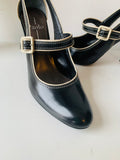 Linea Paolo Black/Cream Leather Mary Jane Spectator Pump Size 7.5 Narrow