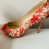 Nine West Tatiana Pointed Stiletto Pump In Orange & White Size 10.5