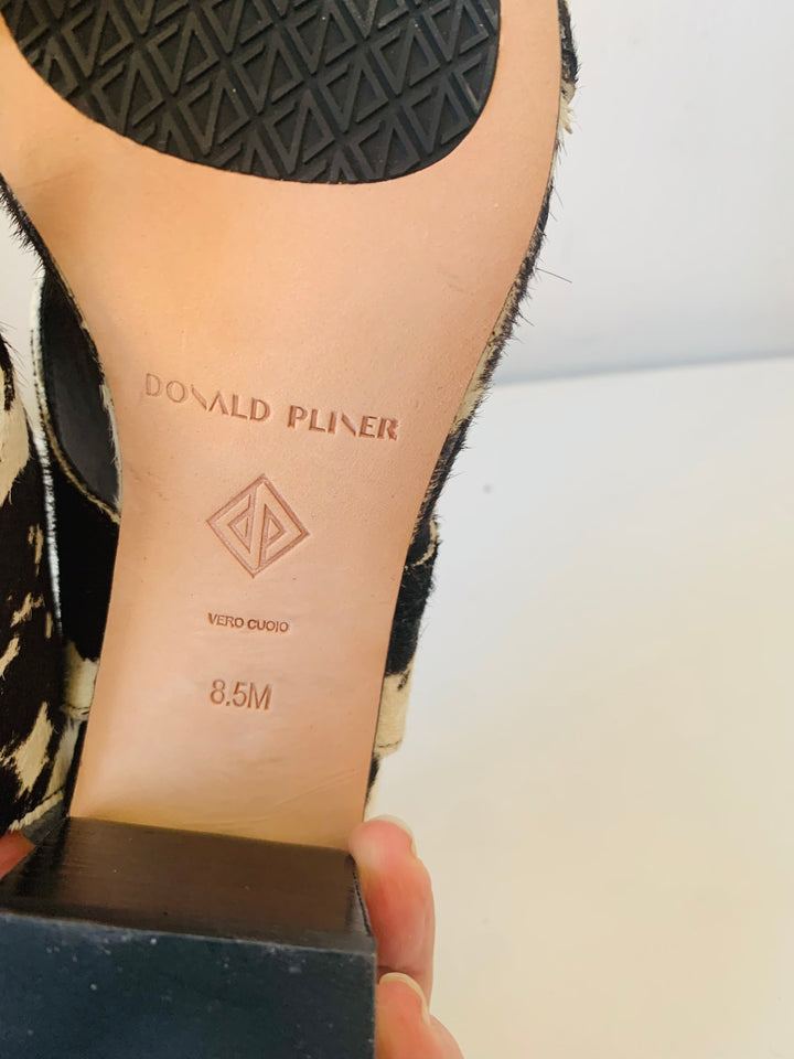 Donald Pliner Women’s Pasha Cow Print Hair Calf Sandal in Bone/Black Size 8.5