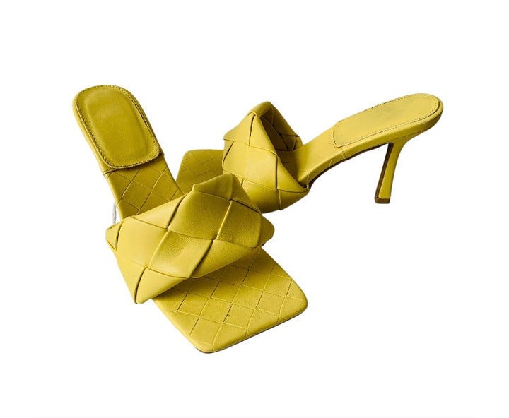 Yellow Quilted Slide on Heels Size 8.5