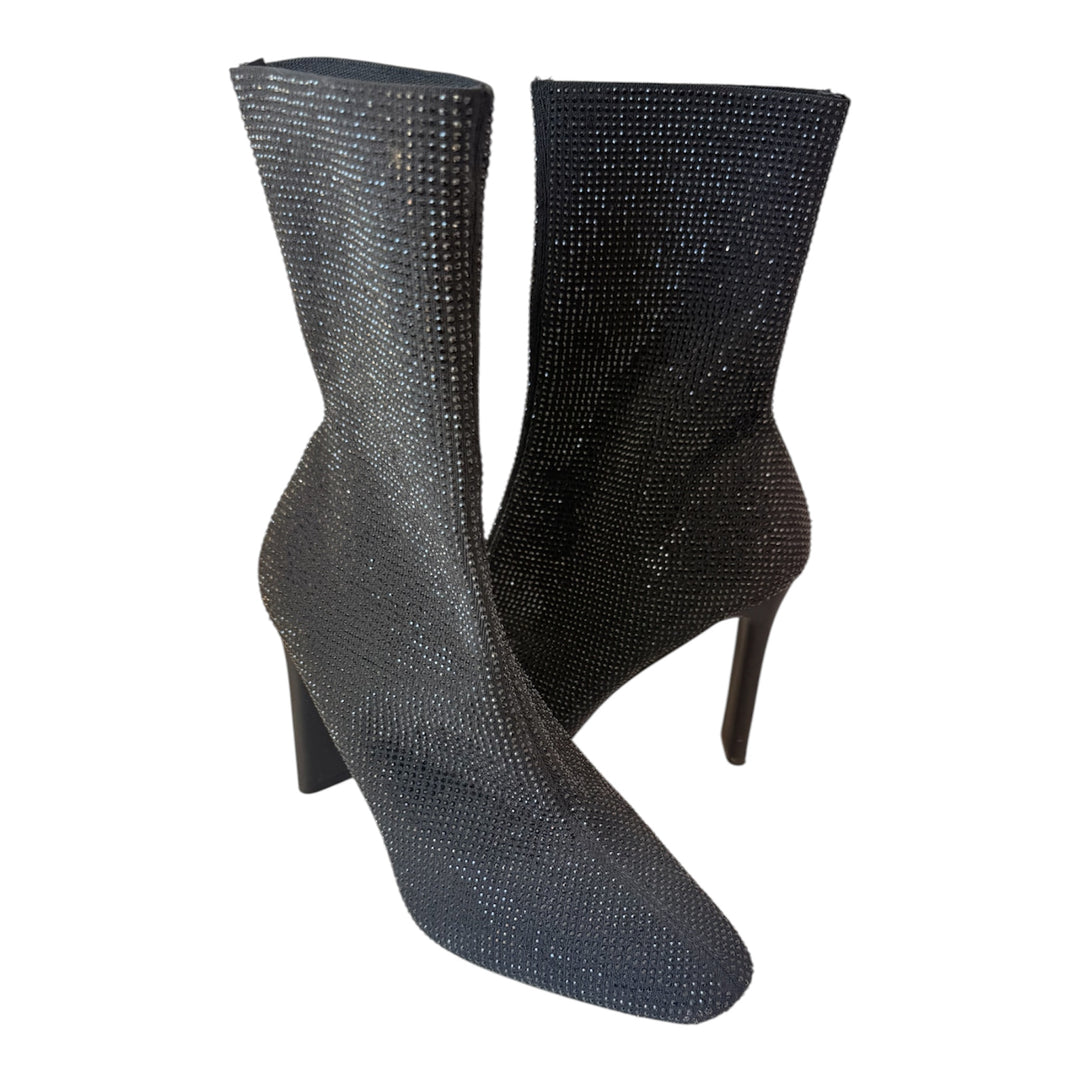 Aldo Black Faelora Rhinestone Ankle Sock Boots Size 8