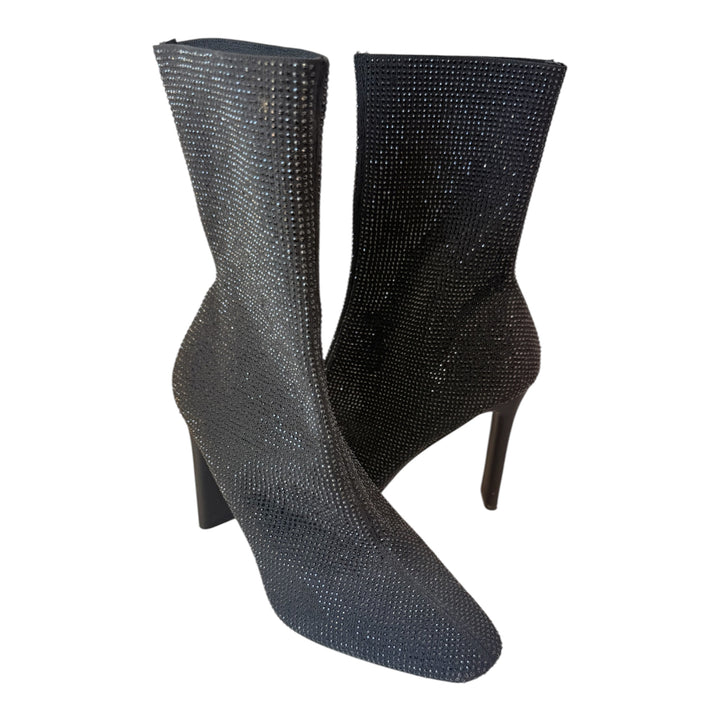 Aldo Black Faelora Rhinestone Ankle Sock Boots Size 8