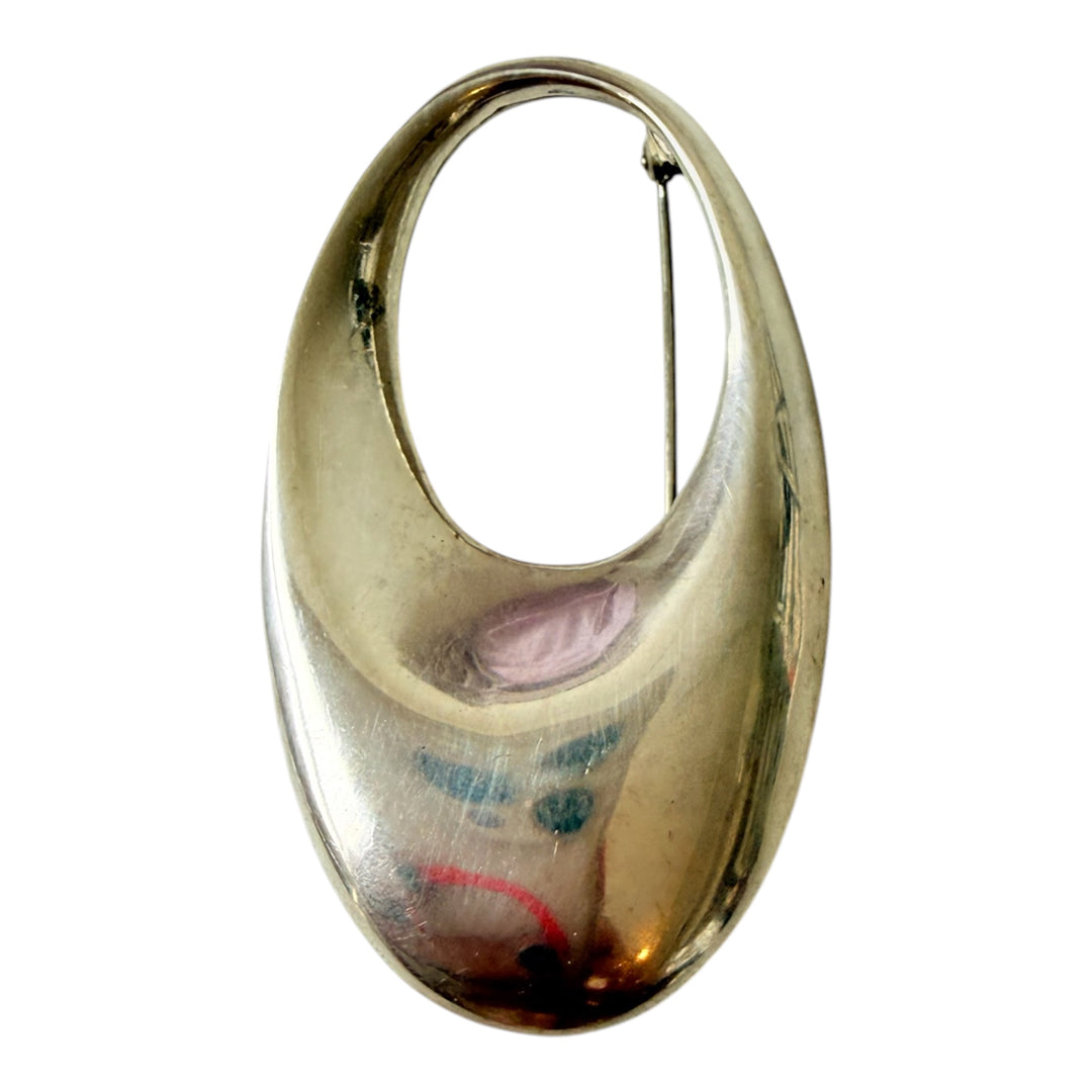 J CLaire Vintage Modern Oval Abstract Sterling Brooch