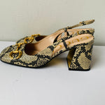 Gucci Beige/Black Python Embossed Leather Horsebit Slingback Sandals Size 39.5