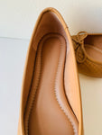 Nordstrom Tan Leather Quilted Ballet Flats Size 7.5W