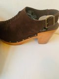 Pilcro by Anthropologie Chocolate Suede Slingback Clog Heels Size 6 Women’s