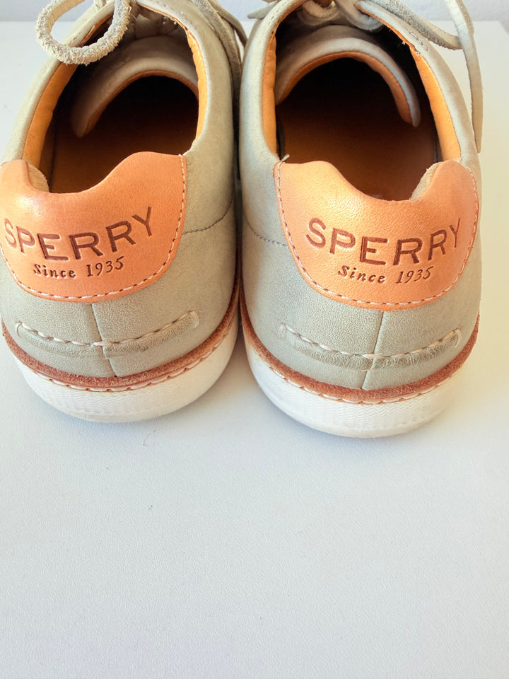 Sperry Top Sieder Gold Cup Cruz Leather Sneaker Size 10 an Light Grey