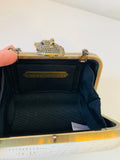 House of Harlow Leather Clutch/Crossbody Handbag With Rhinestone Panther Closure & Removable Chain