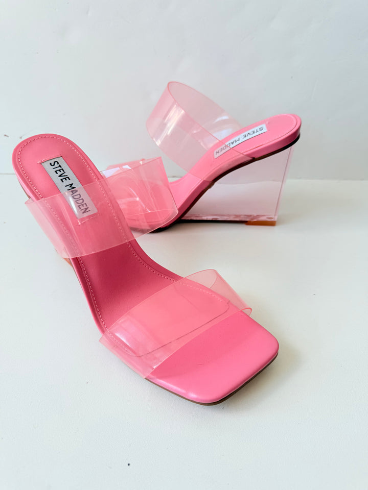 Steve Madden Isa Women’s Double Banded Slip On Wedge Sandals Size 7.5