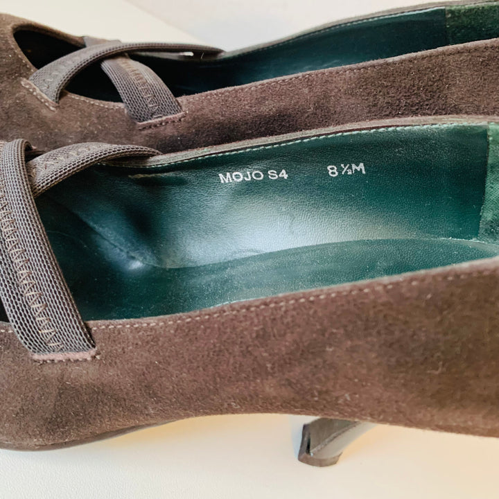 Donald Pliner Mojo Brown Suede Pumps With Elastic Cross Straps Size 8.5