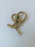 Braided Twist Knot Gold Tone Brooch