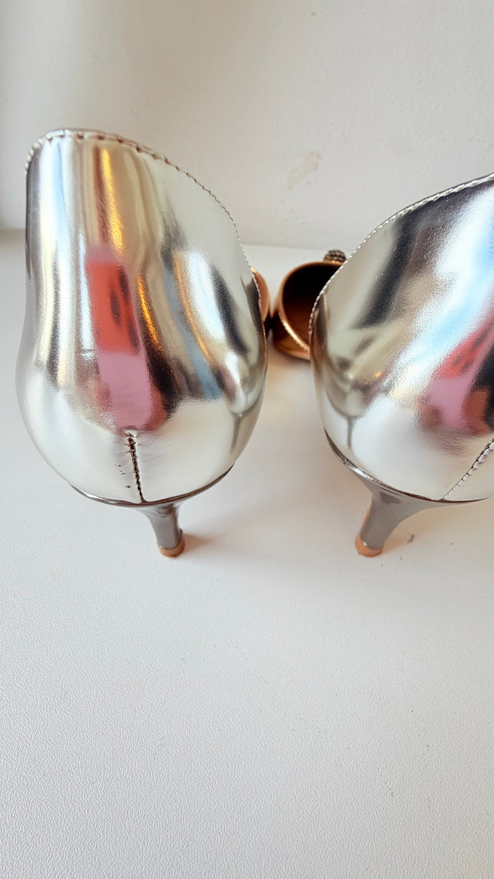 Kurt Geiger London Belgravia d’Orsay Pumps In Mettalic Gold/Silver Size 38.5