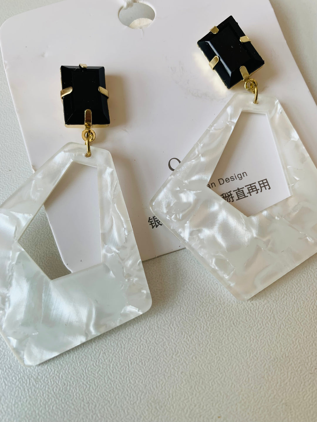 White & Black Statement Earrings