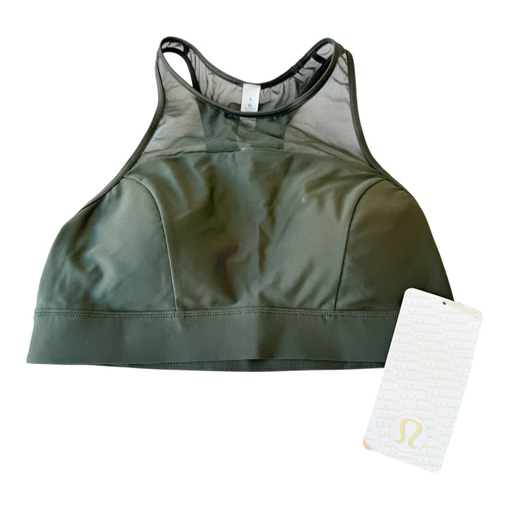 Lulu Lemon Flow Rider Olive Green Bra/Swim Top Size 8 NWT