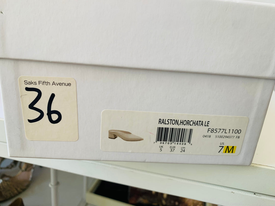 Vince Ralston Horchata White Leather Heeled Mules Size 7