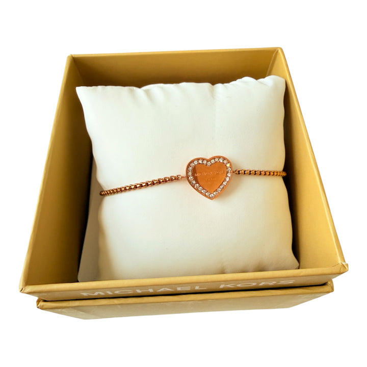 Michael Kors Rosegold Heart Logo Bracelt NWT