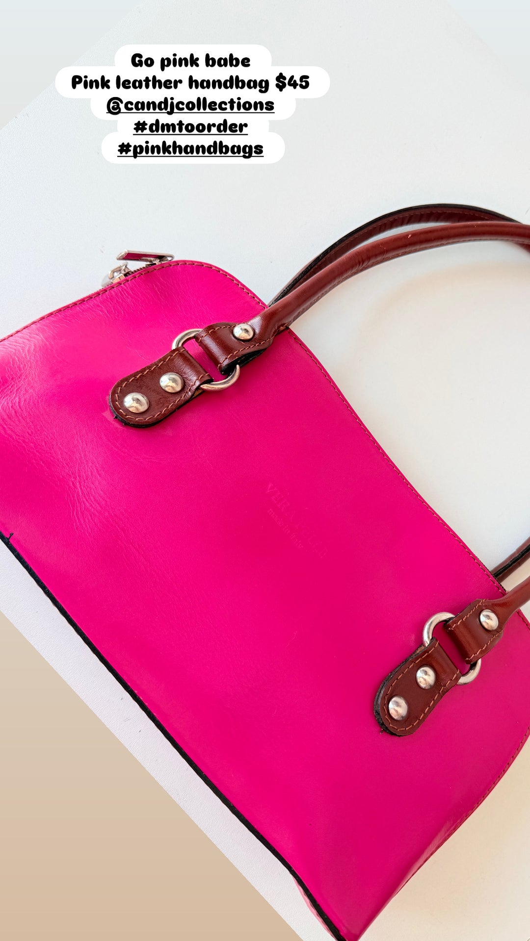 Vera Pelle Hot Pink Leather Handbag