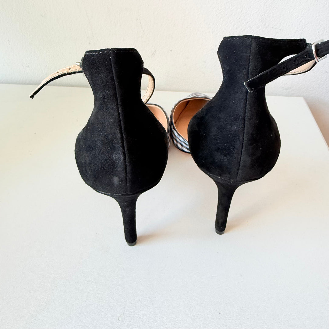 White House Black Market Gianna Black And White Gingham Pumps Size 8.5 New in Box