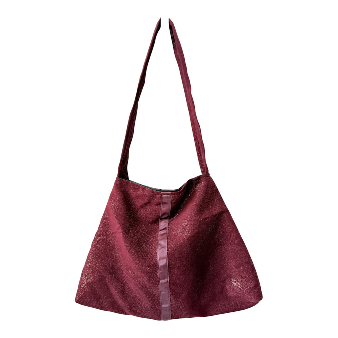 Lala Line Burgundy Gold Spec Mettalic Fabric Handbag