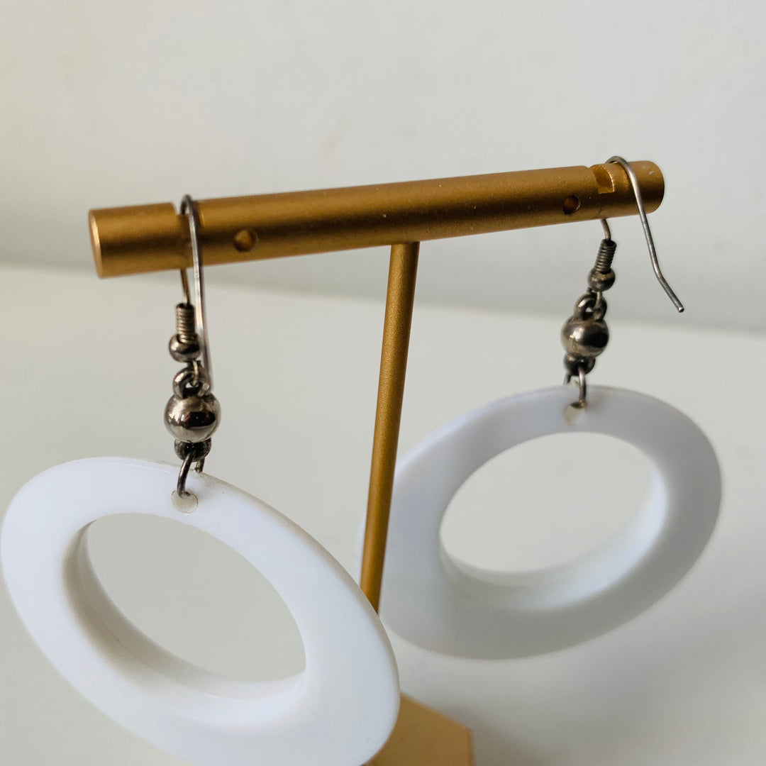 White Lucite Pierced Hoops
