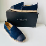 Talbots Indigo Blue Izzy Toe Cap Suede Espadrille Size 8.5 New In Box