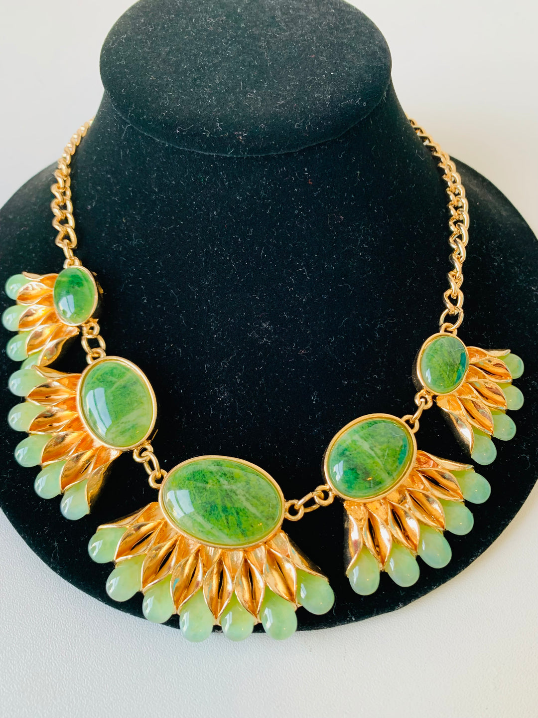 Green and Gold Statement Necklace