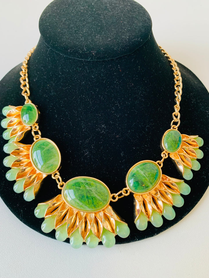 Green and Gold Statement Necklace