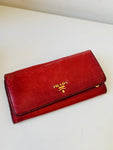 Prada Vitello Daino Leather Continental Red Wallet