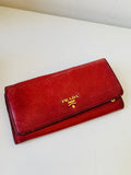 Prada Vitello Daino Leather Continental Red Wallet