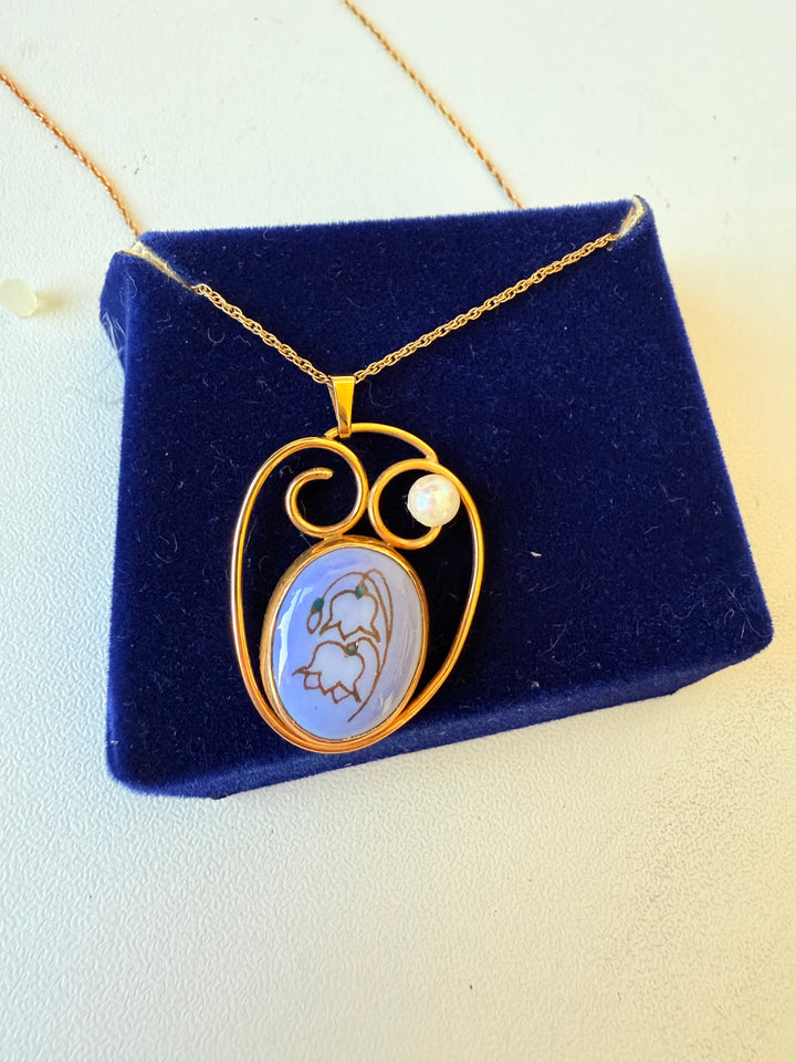 Copenhagen EG Blue Floral & Pearl Necklace