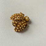 Vintage Lady Bug Brooch with Faux Pearls in Gold Tone