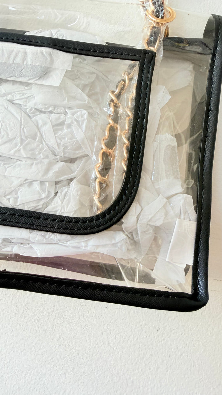 Shear Gear Pastic Black & Gold Chain NWT Handbag