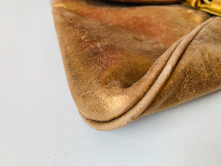Michael Michael Kors Dark Gold/Bronze Mettalic Heidi Buckle Clutch Handbag